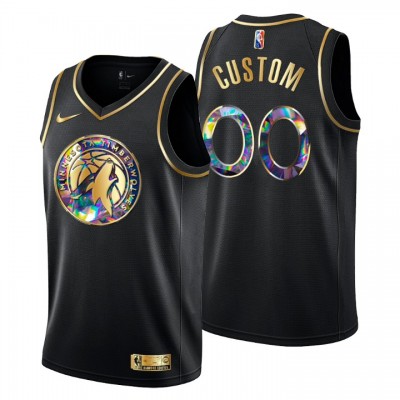 Minnesota Timberwolves Custom Men's Golden Edition Diamond Logo 202122 Swingman Jersey Black
